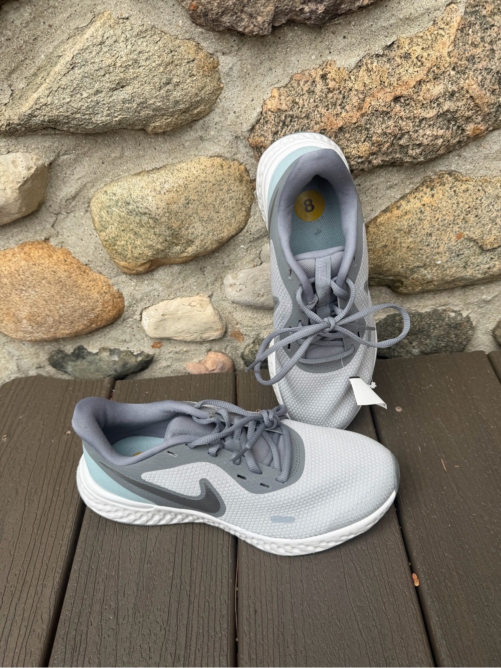 Nike Gray Running Sneakers with Teal Accent - Picture 2 of 4